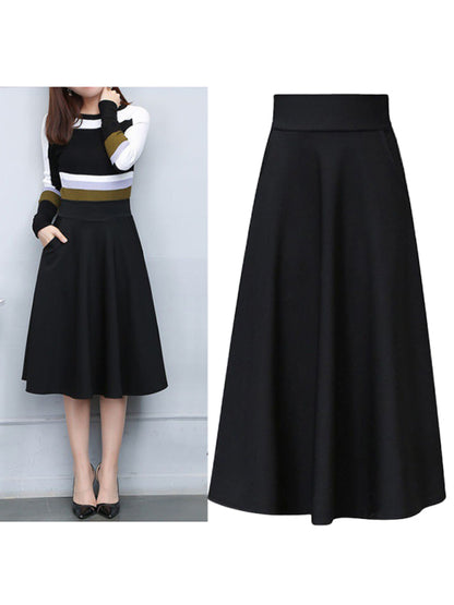 women's waist all-match mid-length skirt