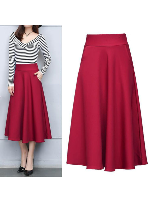 women's waist all-match mid-length skirt