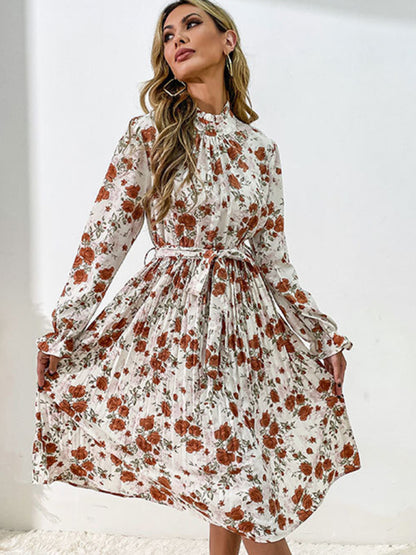 Floral Print Casual Long Sleeve Dress