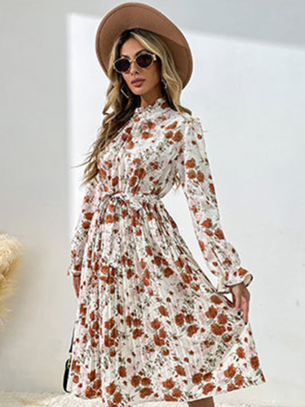 Floral Print Casual Long Sleeve Dress