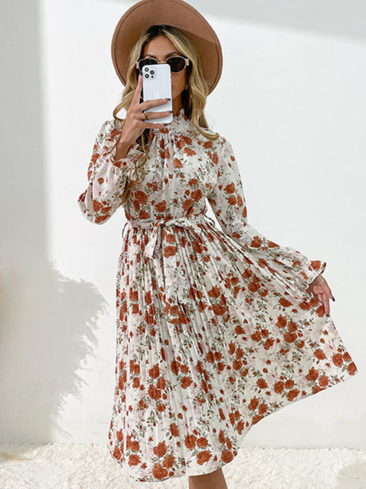 Floral Print Casual Long Sleeve Dress