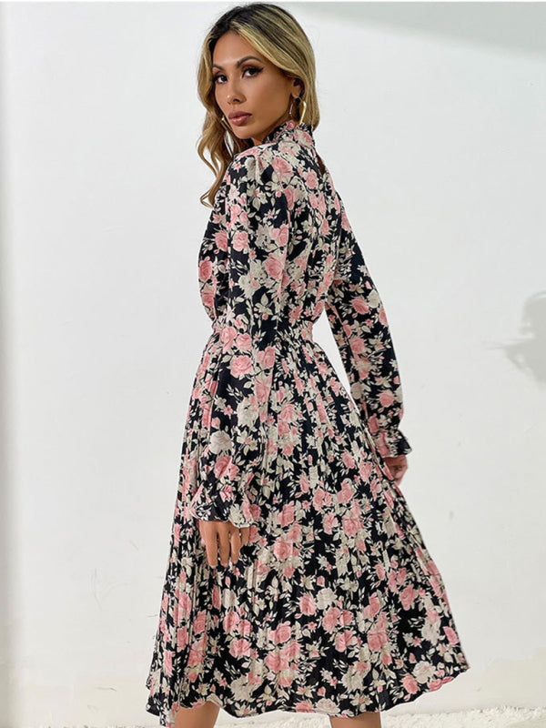 Floral Print Casual Long Sleeve Dress