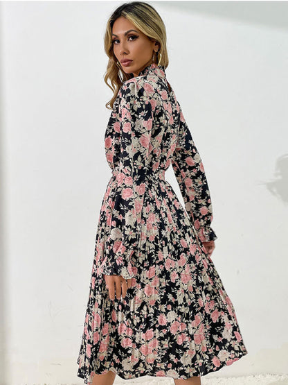 Floral Print Casual Long Sleeve Dress