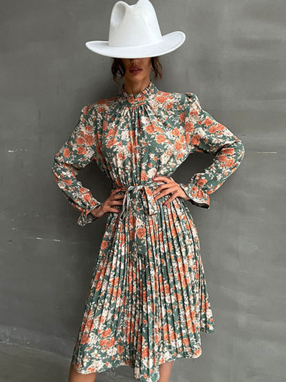 Floral Print Casual Long Sleeve Dress