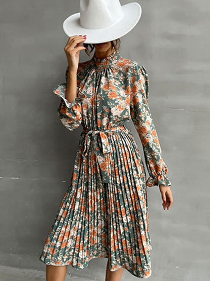 Floral Print Casual Long Sleeve Dress