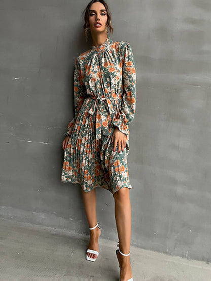 Floral Print Casual Long Sleeve Dress