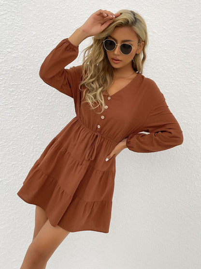 Women's button decorated pullover casual dress