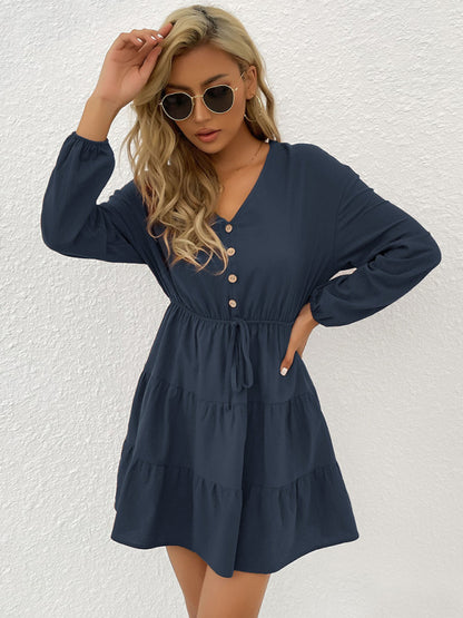 Women's button decorated pullover casual dress