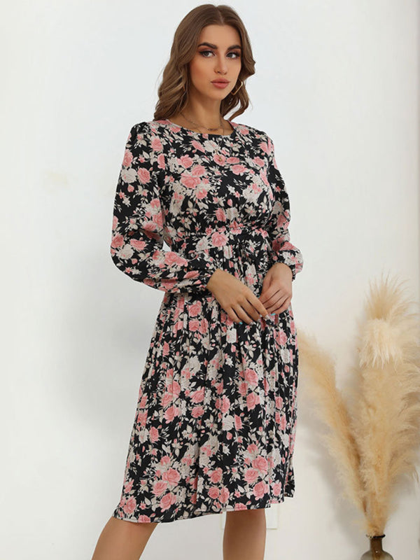 Floral Print Vintage Long Sleeve Dress