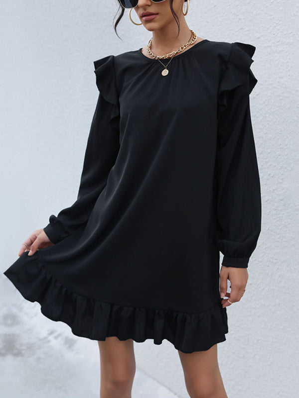 Women's Ruffled Long Sleeve Casual Dress