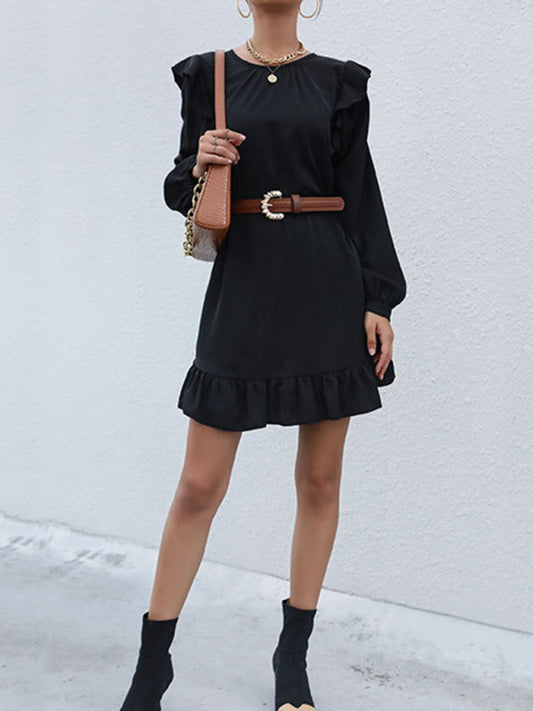 Women's Ruffled Long Sleeve Casual Dress