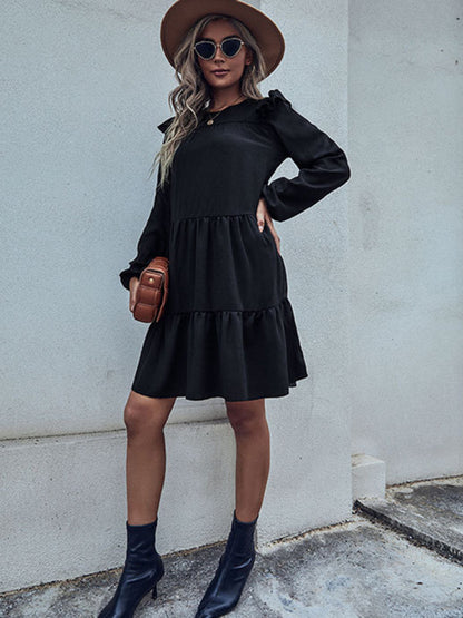 Women's Casual Ruffled Long Sleeve Dress