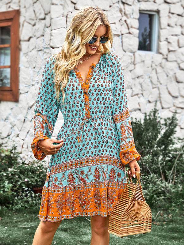 Bohemian Print Vacation Dress for Women