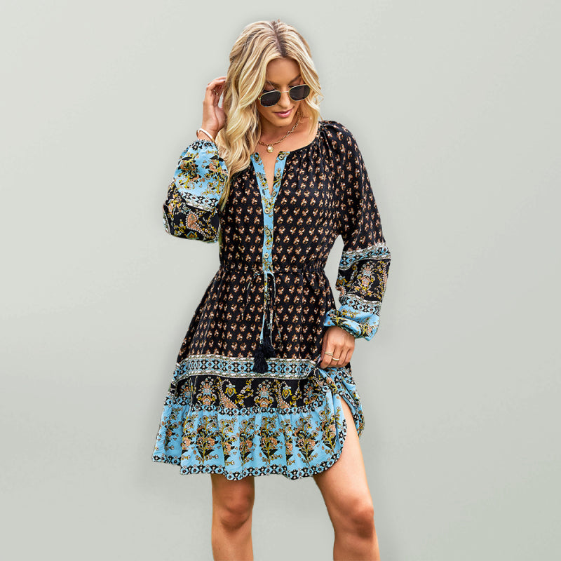 Bohemian Print Vacation Dress for Women