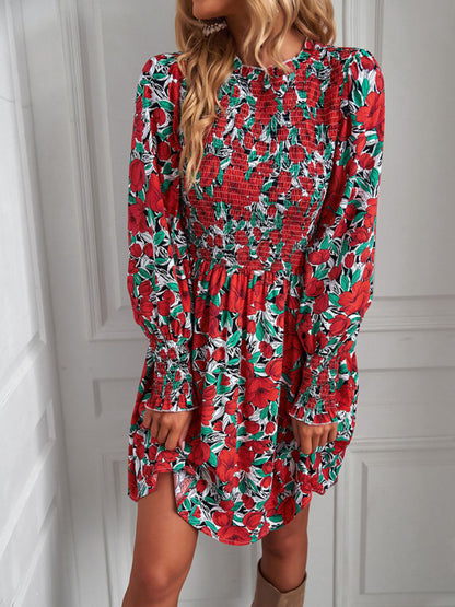 Women's Floral Sexy Lantern Sleeve Casual Dress