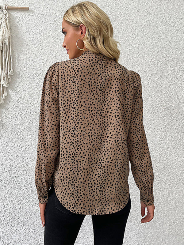 Women's Commuter Leopard Print Tie Shirt