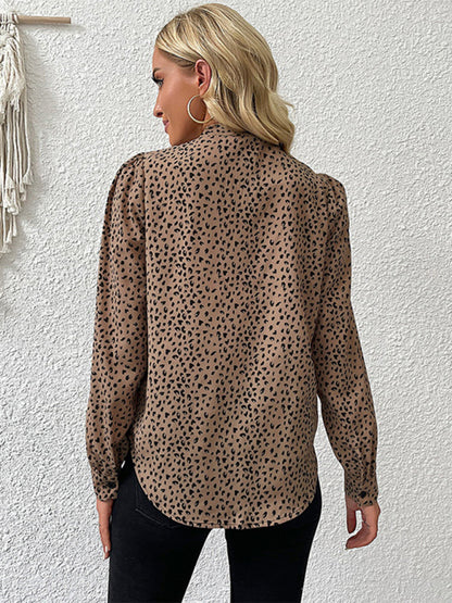 Women's Commuter Leopard Print Tie Shirt