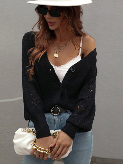 Single Breasted Solid Knit Cardigan Oversized Sweater