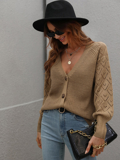 Single Breasted Solid Knit Cardigan Oversized Sweater