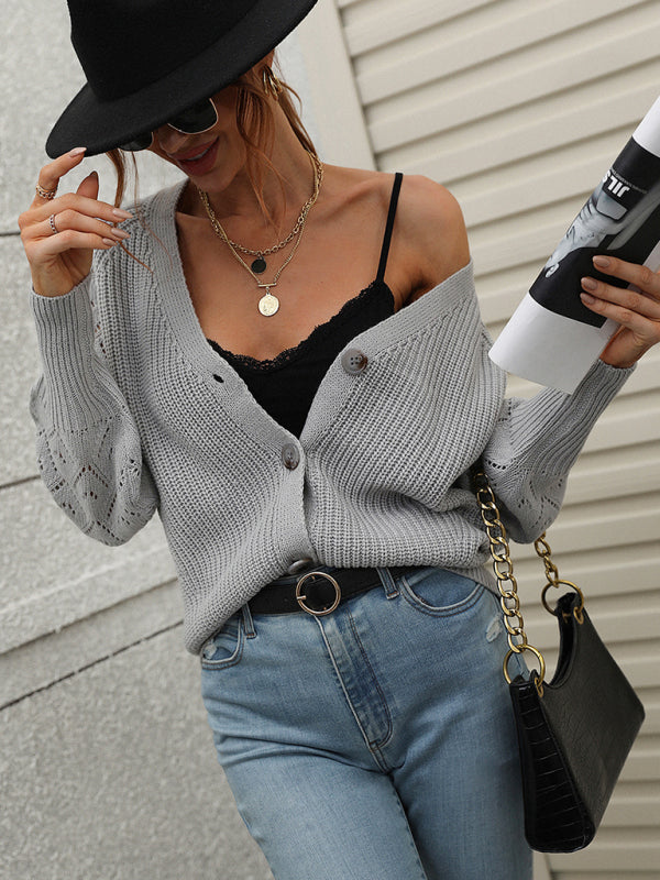 Single Breasted Solid Knit Cardigan Oversized Sweater