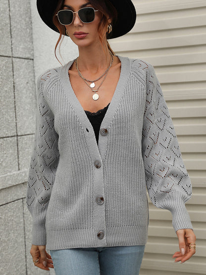 Single Breasted Solid Knit Cardigan Oversized Sweater