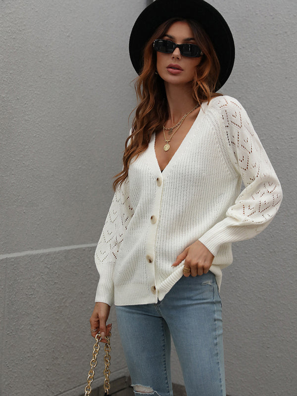 Single Breasted Solid Knit Cardigan Oversized Sweater