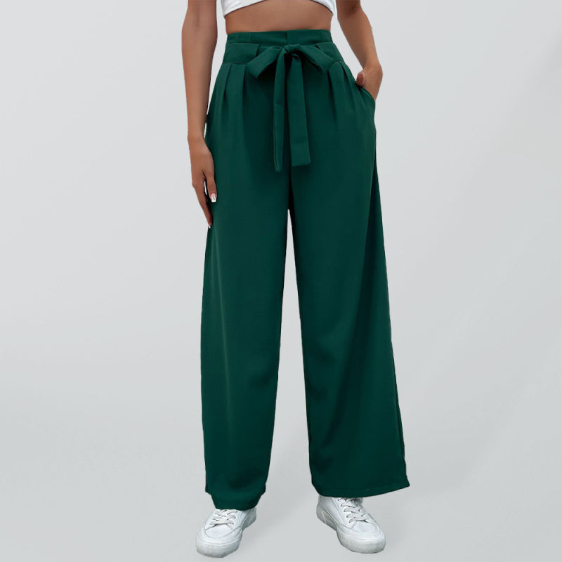 Women's casual commuting lace-up wide-leg pants