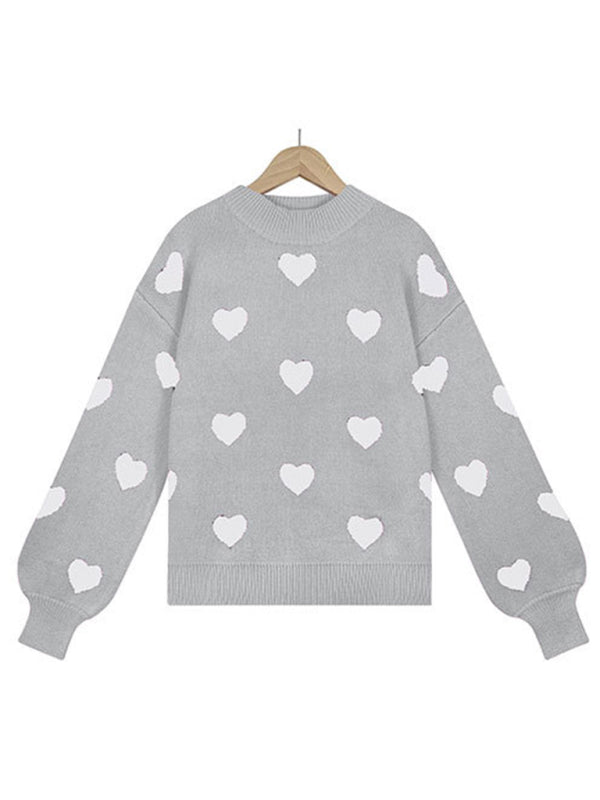 Valentine's Day Heart Pullover Women's Knitwear Large Size Loose Sweater