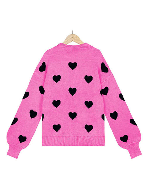 Valentine's Day Heart Pullover Women's Knitwear Large Size Loose Sweater