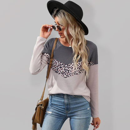 Leopard Print Drop Shoulder Knit Top