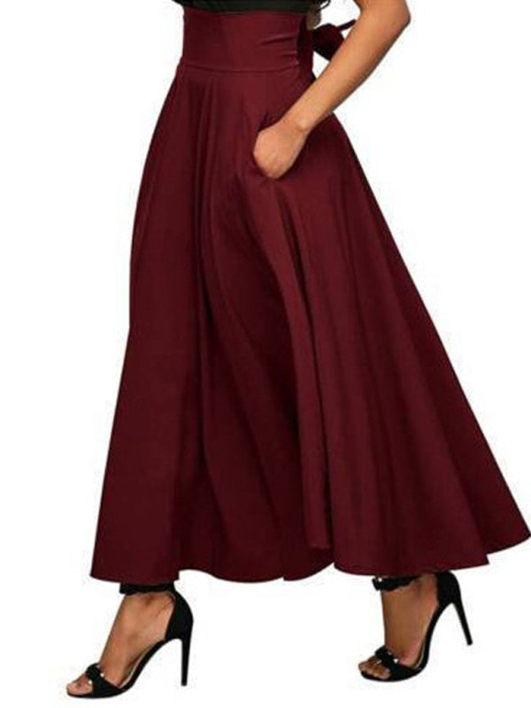 New style women's skirt solid color strap and ankle waist waist skirt