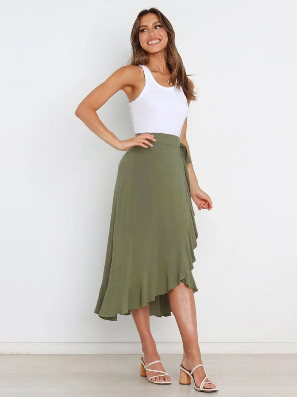 Women’s Ruffled Asymmetrical Wrap Skirt