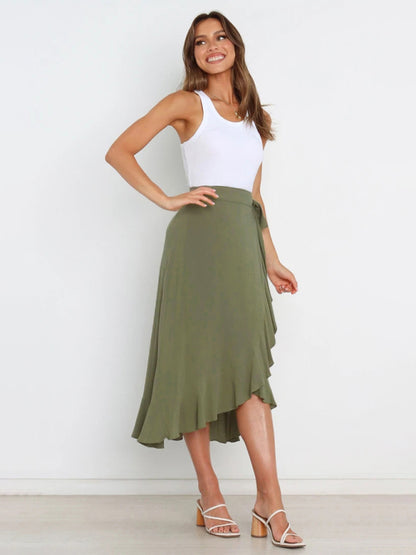 Women’s Ruffled Asymmetrical Wrap Skirt