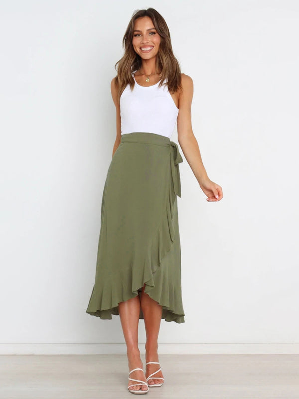 Women’s Ruffled Asymmetrical Wrap Skirt