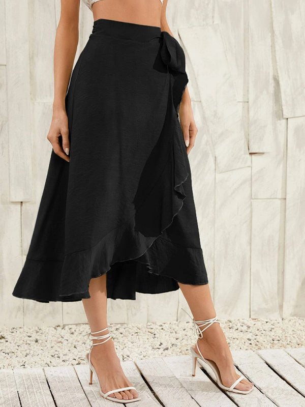 Women’s Ruffled Asymmetrical Wrap Skirt