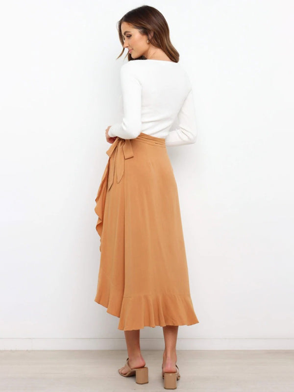 Women’s Ruffled Asymmetrical Wrap Skirt