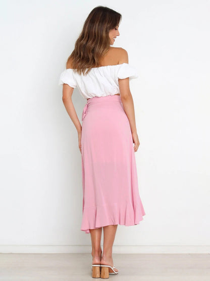 Women’s Ruffled Asymmetrical Wrap Skirt