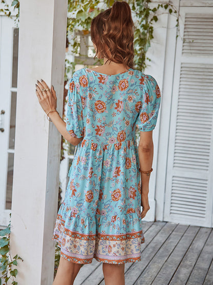 Women Boho Floral V-Neck Summer Dress