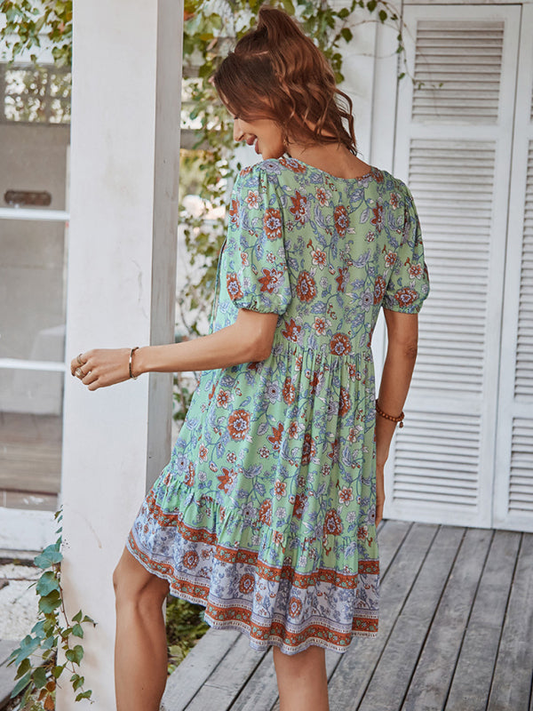 Women Boho Floral V-Neck Summer Dress