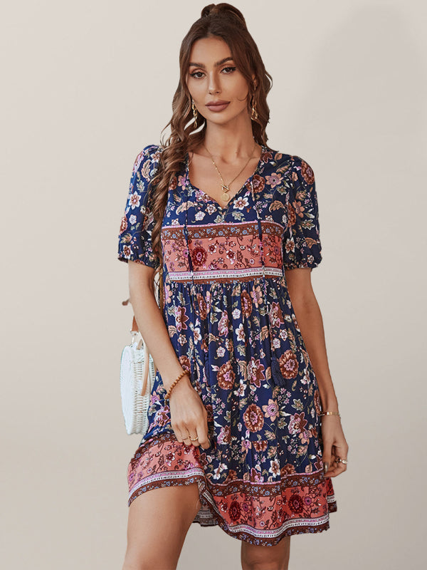 Women Boho Floral V-Neck Summer Dress