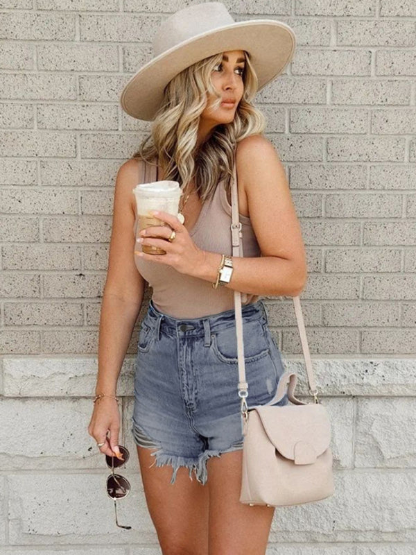 Ripped Casual Denim Shorts High Waist Looks Slim