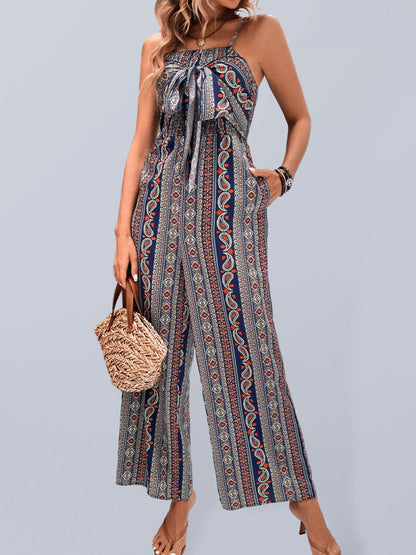 Women's bohemian ethnic print jumpsuit