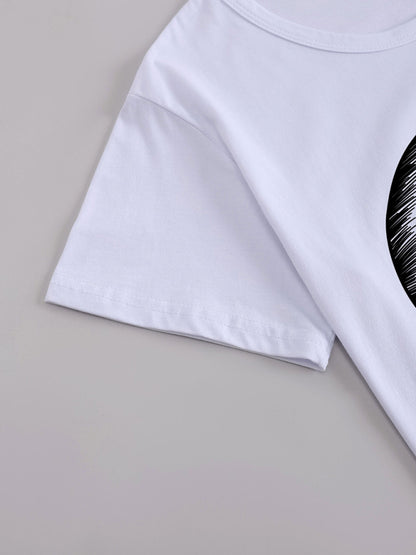 Women's Moon Printed Casual Graphic Tee