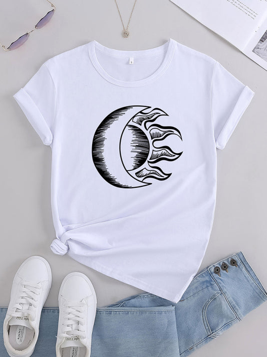 Women's Moon Printed Casual Graphic Tee