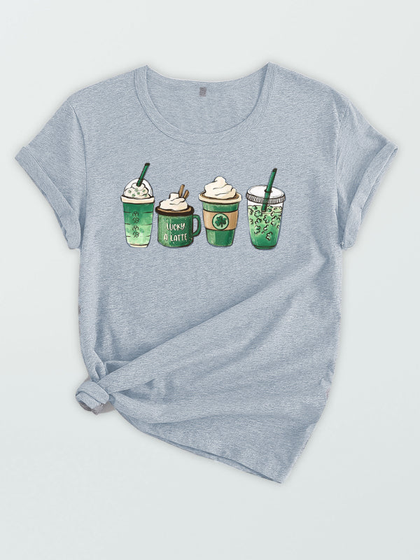 Women Graphic Coffee Print Casual Tee