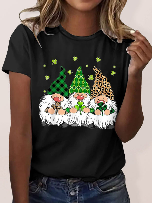 Women's crewneck Lucky Elf print short-sleeved t-shirt