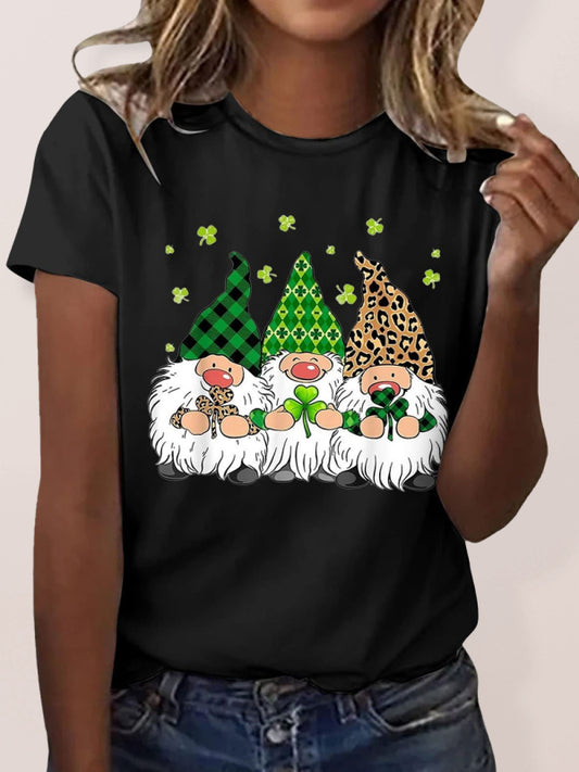 Women's crewneck Lucky Elf print short-sleeved t-shirt