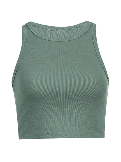 Women's Solid Color Basic Base Layer Stretch Tank Top