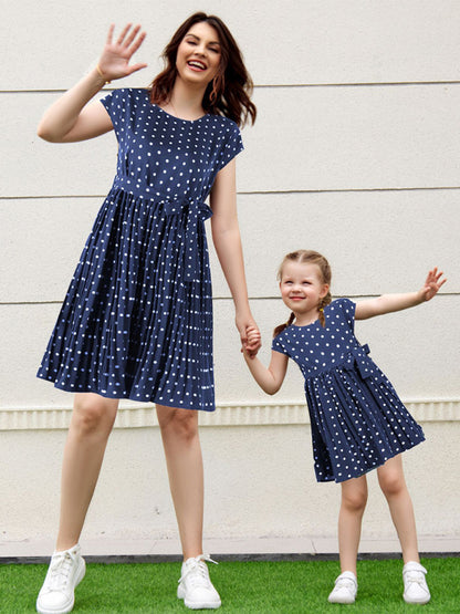 Women's Woven Polka Dot Pleated Midi Dress