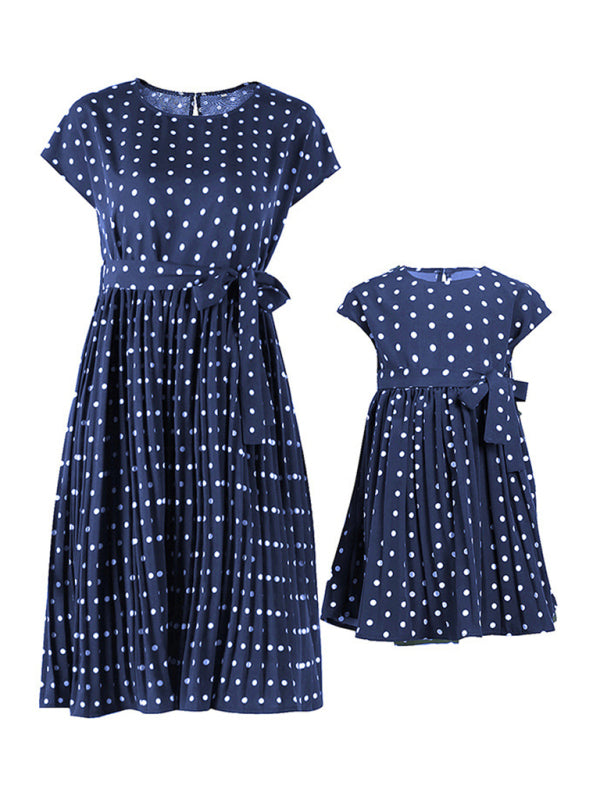 Women's Woven Polka Dot Pleated Midi Dress